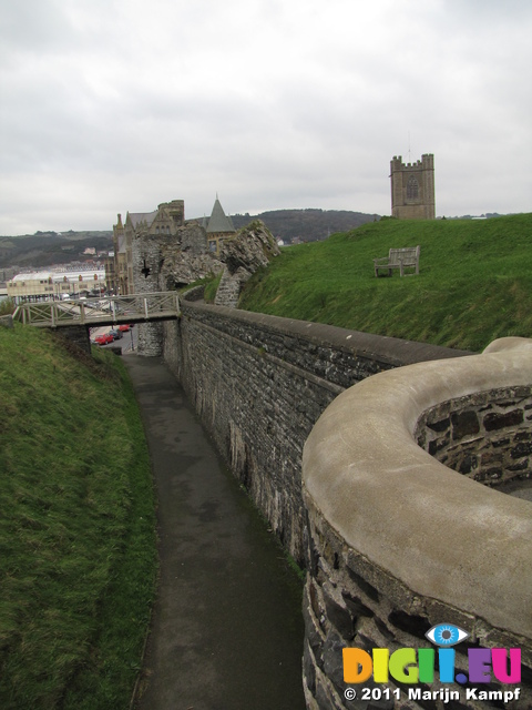 SX20355 Aberystwyth castle wall and moat